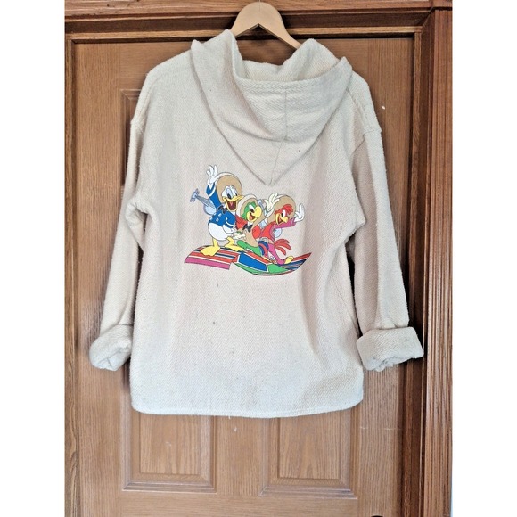 Vintage Disney The Three Caballeros Cream/White Hoodie Unsex XL Rare